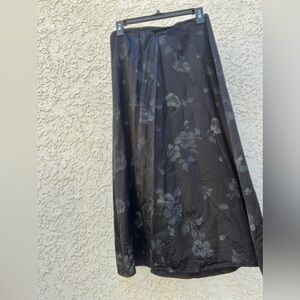 Vintage black maxi skirt with grey flowers